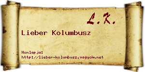 Lieber Kolumbusz névjegykártya
